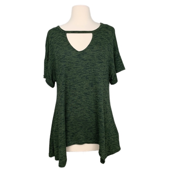 JUICY COUTURE Top Shark-Bite Short Flutter Sleeve Spandex Olive Green Small - Picture 3 of 5